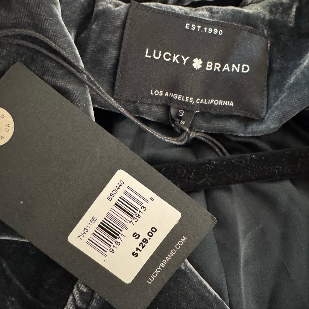 Lucky Brand Luxe Velvet Gray Utility Jacket S NWT - Picture 5 of 7